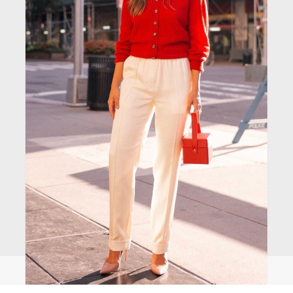 Helmut Lang Ivory Silk Elastic Waist Tapered Pants – Size 4